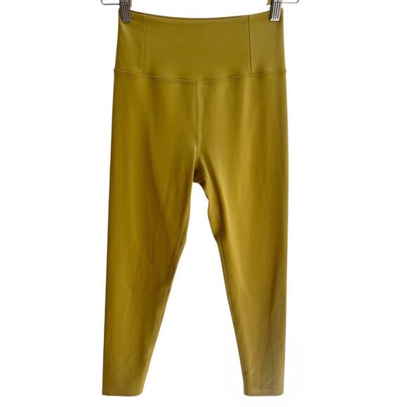 GIRLFRIEND COLLECTIVE 7/8 Leggings Athletic Gold Mustard Sz S Stretchy Fitness - Picture 1 of 6